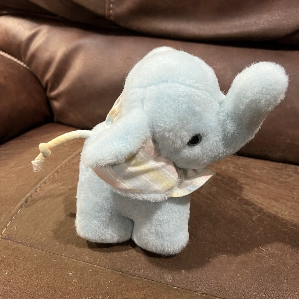 Vintage Plush Elephant Blue Terry Cloth